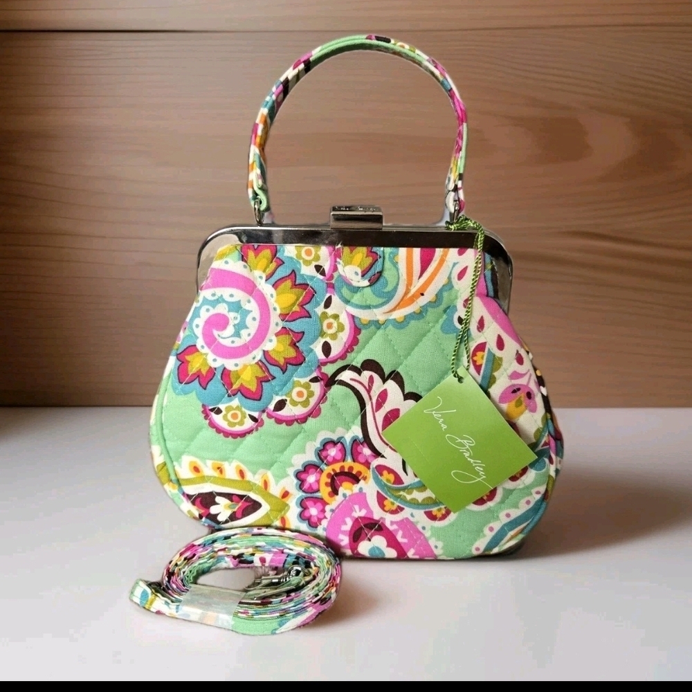 Vera Bradley Mini Frame Crossbody Tutti Frutti NWT Quilted Purse Bag Kiss Lock. - Picture 1 of 15